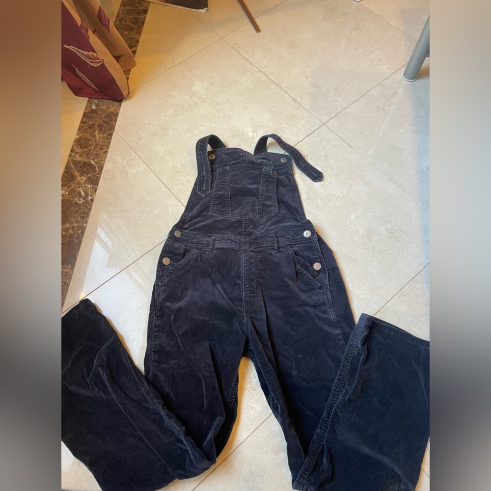Black velvet like material overalls